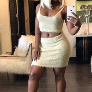 Fluffy Crop Top and Matching Skirt